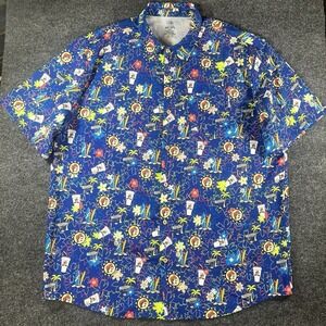 Buc-ee's Tropical Button Down Shirt Size 3XL Beaver Palm Trees Surf